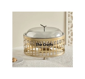 Réchaud rond en acier inoxydable de haute qualité The Crafts en or et argent Style classique Taille et logo personnalisables - Product Image 1