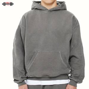 Baggy Heavy Weight 100% Cotton Blank Cropped Hoodie Hombres Custom Boxy Thick Windproof Winter Oversized Vintage Fleece Hoodies - Product Image 2