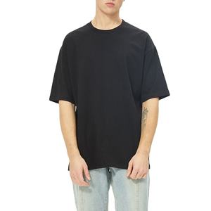 Camiseta Negra Oversize de Algodón para Hombre, 230GSM, con Logotipo Personalizado, Tallas Grandes, Hombros Caídos, Corte Holgado - Product Image 1