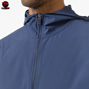 Conjunto Deportivo Ligero con Chaqueta con Capucha Azul y Pantalones Cortos, Ropa Deportiva para Correr, Conjunto Deportivo de Nailon - Product Image 6