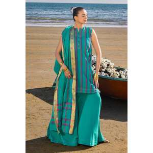 Traje de Mujer de 3 Piezas, Corte Holgado, Sin Costuras, Verde, Bordado, para Uso Diario, Top con Bordado Elegante - Product Image 6