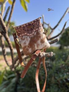 Sac à main en cuir de vachette, cuir sculpté à la main, petit sac bandoulière, style bohème gitan, fait main, style western, sacs multi-usages - Product Image 4