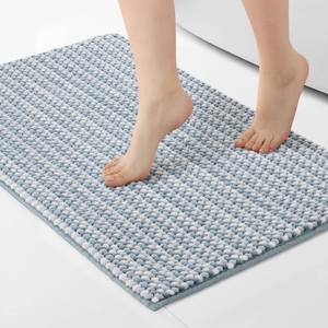Tapis de salle de bain en microfibre chenille bleu mélodie, antidérapant, doux, 50x80 cm - Product Image 1