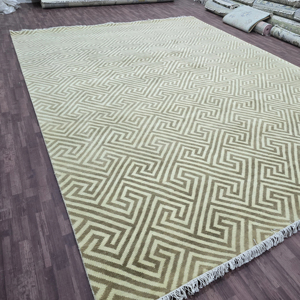 Baige marron taille 9x12 pieds Oushak tapis en laine fine noué à la main avec motif turc décor à la maison pour salon, salle à manger - Product Image 1