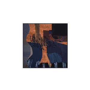 Navy Blue Polyester Twill Abstract Pattern <b>Square</b> <b>Scarf</b> - Product Image 1