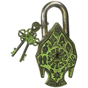 Functional Brass Beautiful Padlocks Wholesale with Two <b>Keys</b> Antique Style Lord Buddha Type Padlock - <b>Lock</b> - Product Image 2