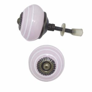Gros boutons en céramique rose blanc rayé tiroir poignée d'armoire tire industriel pour cuisine chambre armoire salle à manger commode - Product Image 1