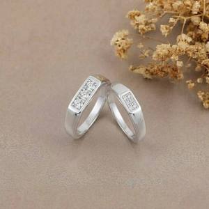 AMBER JEWELS Classic Rhodium Plated 14K Solid <b>Gold</b> IGI Certified Hiphop Wedding Band Pave <b>Set</b> Lab Grown Diamond Stones <b>Ring</b> - Product Image 2