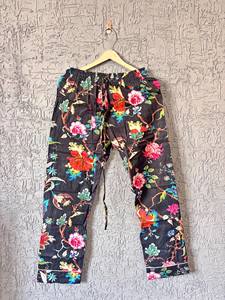 Ensemble de pyjama en coton imprimé floral noir sexy pour femmes costume de nuit imprimé bloc avec fermeture à cordon doux et respirant - Product Image 3