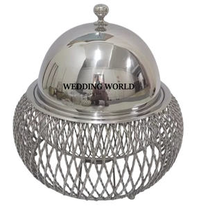 Juego de tres ollas martilladas, vajilla de forma redonda, cazuela, vajilla de diseño, calentador de alimentos de Metal - Product Image 6