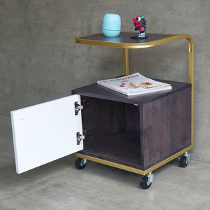 Mesa de Noche Inteligente de Diseño Moderno TDG68053, 40x40x55cm, Madera de Caucho con Estructura de Hierro para Dormitorio o Apartamento - Product Image 6