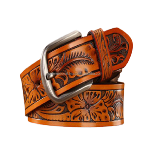 Ceinture en cuir de vachette véritable pour hommes, accessoire de luxe à deux tons, Tooled occidental, cuir, Grain complet, tendance, Cowboy, haute qualité - Product Image 6