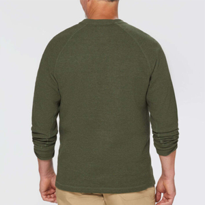 เสื้อยืดแขนยาวของผู้ชายมาใหม่ผ้าถักแบบกำหนดโลโก้เองสีทึบสีล้วนล้วน - Product Image 2