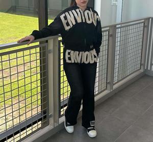 Conjunto de Dos Piezas de Sudaderas con Cremallera Personalizada, Estilo Vintage, Bordado, Patchwork, Desgastado, Apliques, Lavado Ácido - Product Image 4