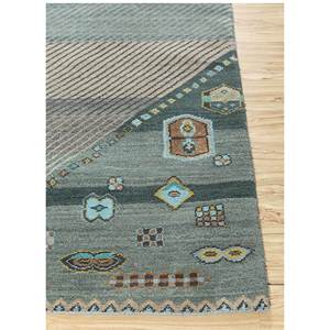 Tapis Manchaha bleu noué à la main en laine et soie de bambou 10 mm, motif géométrique abstrait rectangulaire pour la maison, le couloir, les salles - Les-5008 - Product Image 4