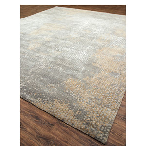 Alfombras de Lana y Seda de Bambú Anudadas a Mano en Gris y Negro, Diseño Teoría del Caos-Esk-404, Tapetes de Cocina - Product Image 2