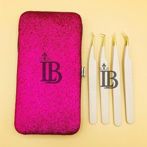 New Peach Tweezer Fine Tip Tweezers Case <b>Eyelash</b> Extension Tweezers Mink Flat Lash Isolation Logo Offer - Product Image 1