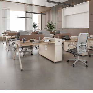 Modern <b>Extendable</b> Modular Wooden Office <b>Desks</b> Workstations <b>Desk</b> Set Open Work Space Commercial Computer Table Team Office Cubicl - Product Image 2