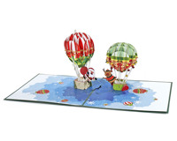 Nouveau Design Happy Christmas 3D Pop up Carte de voeux avec montgolfière-Bonhomme de neige-Renne pour les affaires et la boutique de cadeaux 2025