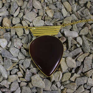 Collar en capas de piedras preciosas de ónix rojo al por mayor accesorio de moda chapado en oro - Product Image 5