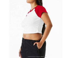 เสื้อครอปแขนยาวผ้าคอตตอนระบายอากาศได้ดีสไตล์เบสบอลคลาสสิก - Product Image 5