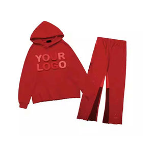 Meilleurs fabricants de vêtements au Pakistan pantalons évasés personnalisés délavés à l'acide vintage survêtement de jogging en coton imprimé et soufflé pour hommes - Product Image 6