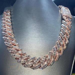 Collier chaîne en corde baguette en moissanite plaqué or jaune serti de pierres, bijoux hip-hop tendance, cadeau pour homme - Product Image 4