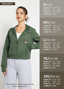 Nouveau style de vêtements de sport personnalisés pour femmes, sweat-shirts à capuche avec fermeture éclair intégrale, col en polaire, pull à manches longues, crop tops avec trou pour le pouce - Product Image 4