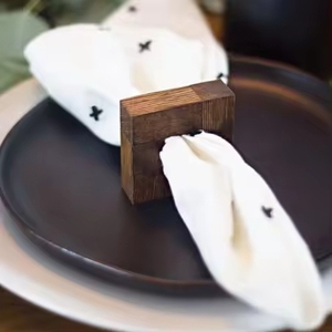 Decoración de mesa de diseño tradicional, servilletero de madera, forma cuadrada para mesa de boda, multiusos - Product Image 1