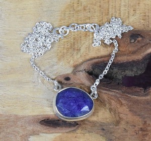 Collier en pierre précieuse saphir pour femmes, argent sterling 925, style bohème, plaqué rhodium, tendance, fait main, bijoux d'anniversaire - Product Image 4