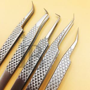 Pinzas Plateadas de Marca Privada, Pinzas Largas para Extensión de Pestañas, Pinzas de Volumen de Acero Inoxidable con Punta de Fibra Puntiaguda, Pinzas para Pestañas de Visón - Product Image 4