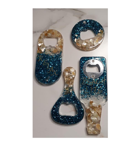 Abridor de resina Tapa de botella de cerveza Llavero Abridor de botellas Llavero con logotipo de resina epoxi y diseño de mango - Product Image 6