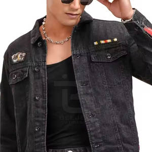 Chaqueta vaquera de retazos ligera para hombre, chaqueta vaquera cómoda de retazos para hombre, chaqueta vaquera de retazos fácil de usar para hombre - Product Image 3