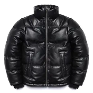 Veste en cuir à bulles pour hommes Veste en cuir classique pour hommes OEM de haute qualité, durable et design élégant pour un usage quotidien - Product Image 3
