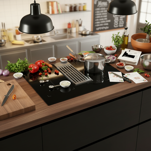 Campana Extractora de <span class=keywords><strong>Cocina</strong></span> Integrada de la Marca Ohigitecki, <span class=keywords><strong>Cocina</strong></span> de Inducción Eléctrica de 4 Quemadores, Panel de Cerámica, Campana Extractora de Extracción Descendente, Uso Doméstico - Product Image 2