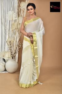 Sari de Algodón MAL de Verano, Tejido Liso Teñido, Ecológico, Ligero, de Secado Rápido, Vestido para Niñas, Bodas y Ocasiones Especiales, 400 g/m² - Product Image 5