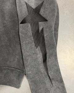 ชุดวอร์มผ้าฟลีซแบบมีฮู้ดสำหรับผู้ชายไซส์ใหญ่ ทรงหลวม แห้งเร็ว สไตล์สตรีทแวร์ สีพื้น แต่งลายปัก ย้อมสีแบบแอซิดวอช มีเชือกผูก - Product Image 5