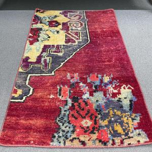 พรมตุรกีวินเทจ ขนาด 1.7x2.8 ฟุต พรมขนาดเล็ก สีแดงเหลืองไล่เฉด พรมขนสัตว์ - Product Image 2