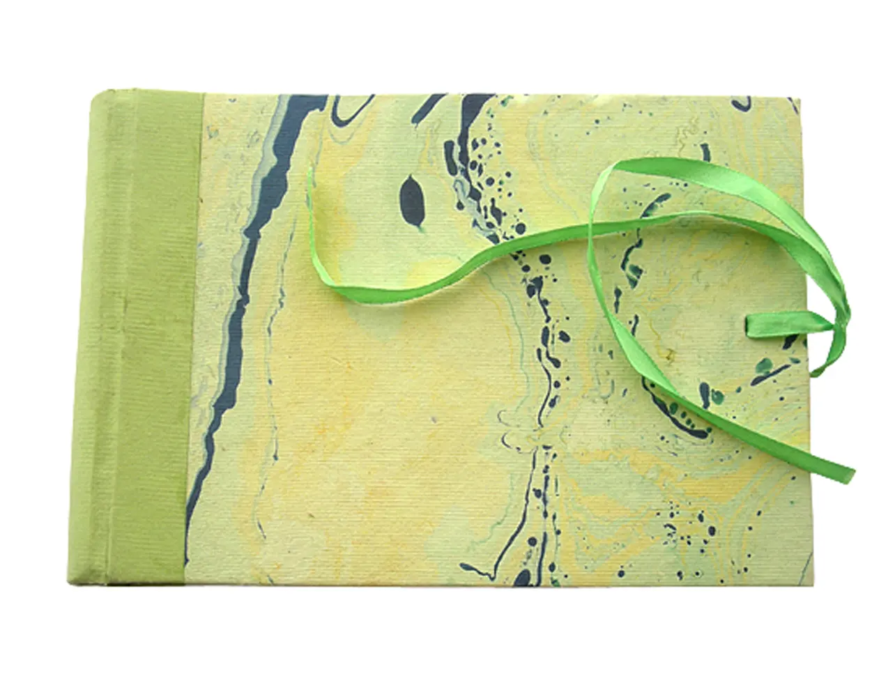 Green color marble handmade cotton paper satin ribbon beautiful fancy photo album