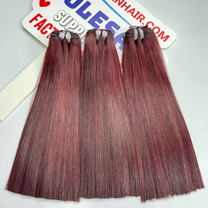 100% trame droite en os de haute qualité Extensions de cheveux crus trame à Double tirage couleur de cheveux vietnamiens prêt à expédier couleur rouge prune - Product Image 3