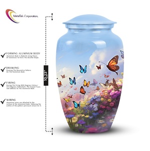 Unique New Design Metal Cremation Urns <b>Memorial</b> Ashes Burial Jars Butterflies Funeral Keepsake Jars for Male Female Pet Ashes - Product Image 2