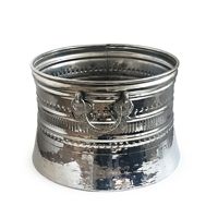 Bol à mousse en cuivre martelé fait main Shark Anatolia avec poignées en laiton 30 cm – Forme classique écologique décorative nickelée pour salle de bain