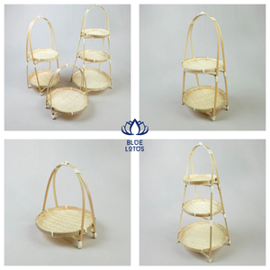 HIGH QUALITY BAMBOO SHELF HAND <b>TRAY</b> WITH 1 2 3 TIERS 3 LAYERS for FRUIT and <b>BUFFET</b> KITCHEN FROM VIETNAM - Product Image 6