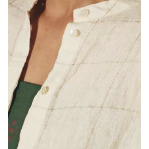 Camisa Holgada de Algodón y Seda para Mujer, Talla XL, con Estampado a Cuadros y Cuello Alto, Estilo Casual para Primavera y Otoño, Marca AHANA - Product Image 2