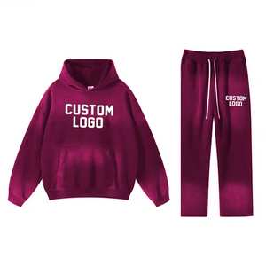 Survêtement délavé à l'acide du meilleur fabricant pour hommes, combinaison de jogging à capuche avec patchs brodés, prix bon marché avec logo solide d'hiver direct d'usine - Product Image 2