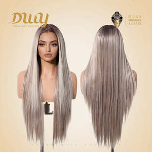 Calista C-DWY Perruque Synthétique Longue Blonde Dégradée Lisse Sans Colle 13x6 Lace Front Raie Libre Couleur Transparente - Product Image 4