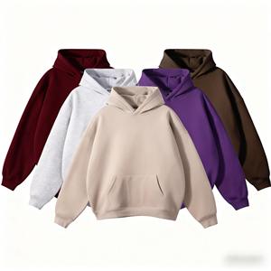 Personalizado de peso pesado Hip Hop Color sólido de gran tamaño Sudaderas con capucha de moda de ajuste suelto grueso pesado diseño liso Sudadera con capucha Premium - Product Image 5