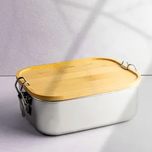 Natalia Personalized Stainless Steel and Bamboo <b>Lunch</b> <b>Box</b> Gadget Customizable Catering Accessories - Product Image 2