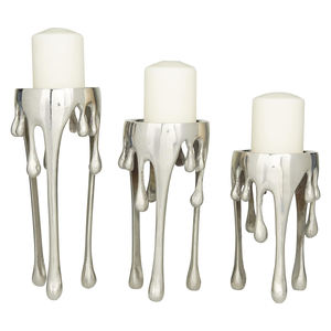 New Arrival Handmade Aluminum <b>Pillar</b> <b>Candle</b> Holder With Dripping Melting Designed Legs Set of 3 Gold Finished for Home Decor - Product Image 3