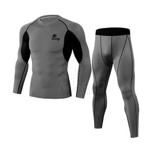 Traje de gran tamaño de compresión de manga larga para hombre, peso pesado, 300g, Spandex/poliéster, transpirable, de secado rápido, personalizable - Product Image 1